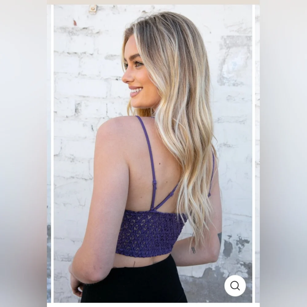 Zenana Lilac Crochet Lace Bralette with Bra Pads - Picture 4 of 5